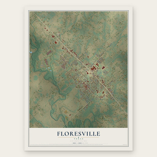 Floresville, Texas map print, the full design