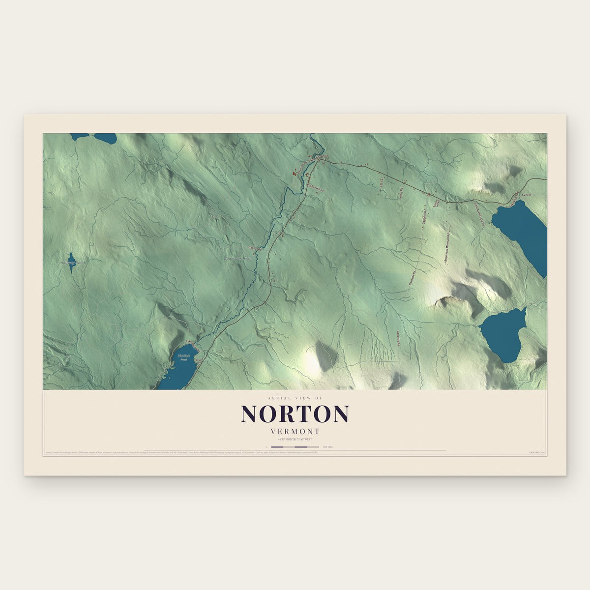 Norton, Vermont map print, the full design