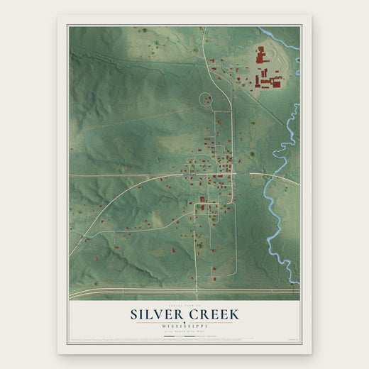 Silver Creek, Mississippi map print, the full design