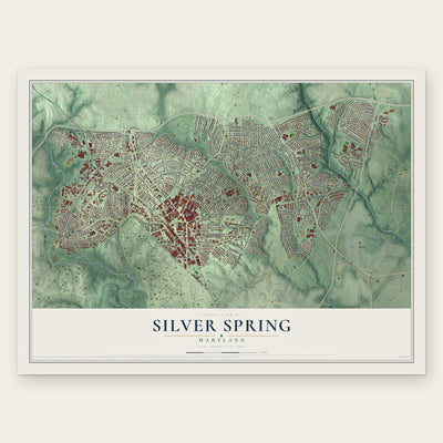 Silver Spring, Maryland map print, the full design