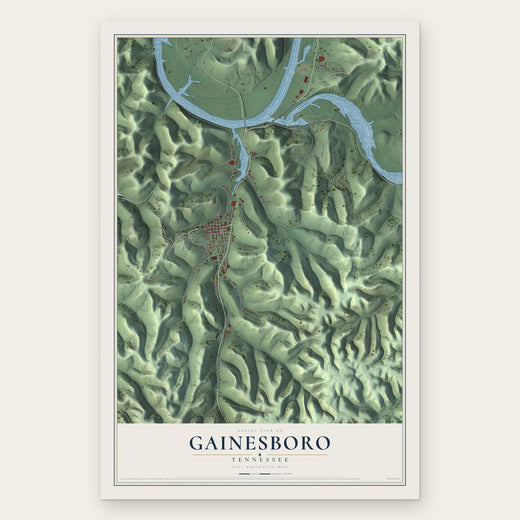 Gainesboro, Tennessee map print, the full design
