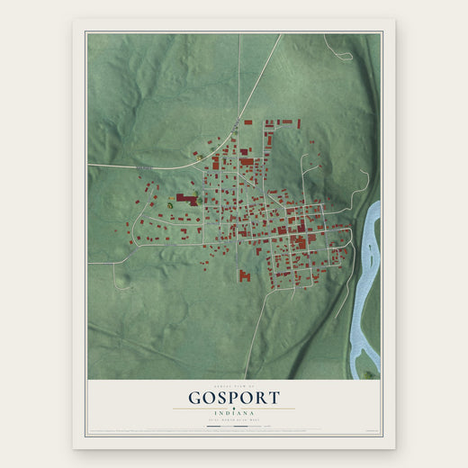 Gosport, Indiana map print, the full design