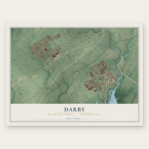 Darby, Delaware County, Pennsylvania map print, the full design