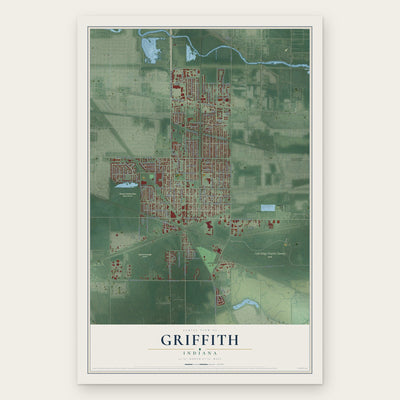 Griffith, Indiana map print, the full design