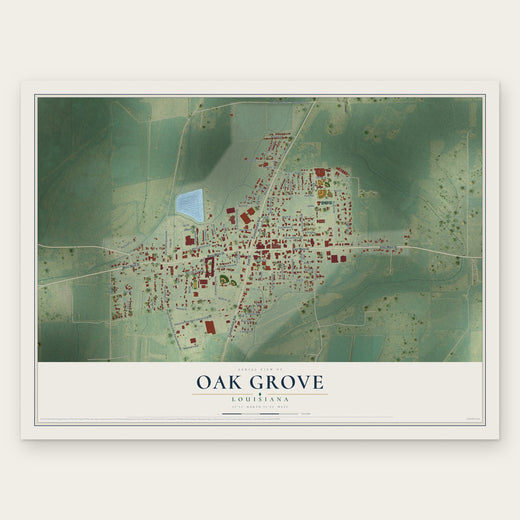Oak Grove, Louisiana map print, the full design