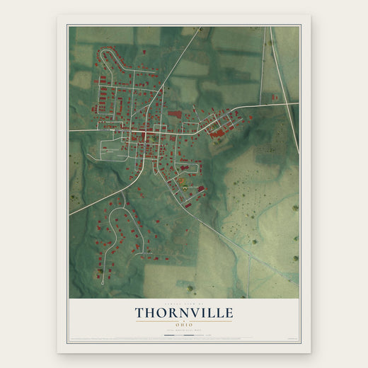 Thornville, Ohio map print, the full design