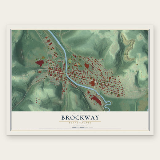 Brockway, Pennsylvania map print, the full design