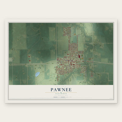 Pawnee, Illinois map print, the full design