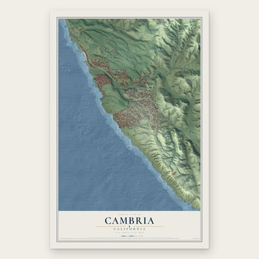 Cambria, California map print, the full design