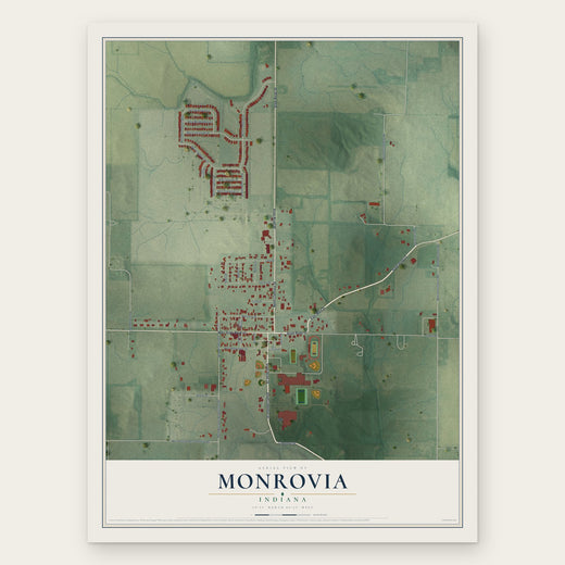 Monrovia, Indiana map print, the full design