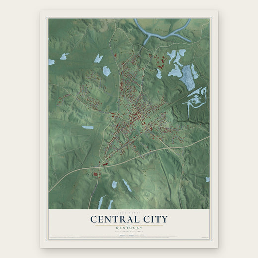 Central City, Kentucky map print, the full design