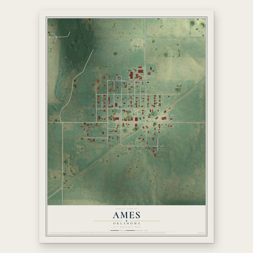 Ames, Oklahoma map print, the full design