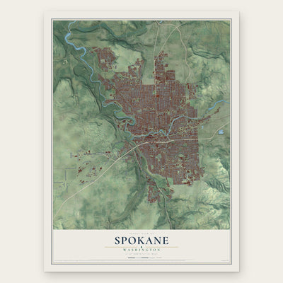 Spokane, Washington map print, the full design