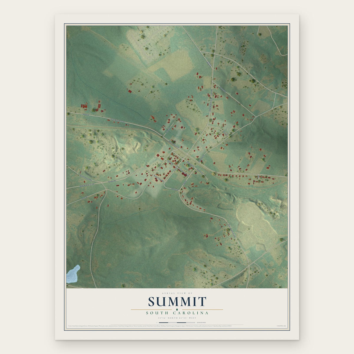 Summit, South Carolina map print, the full design