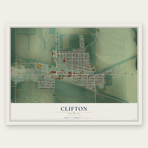 Clifton, Kansas map print, the full design