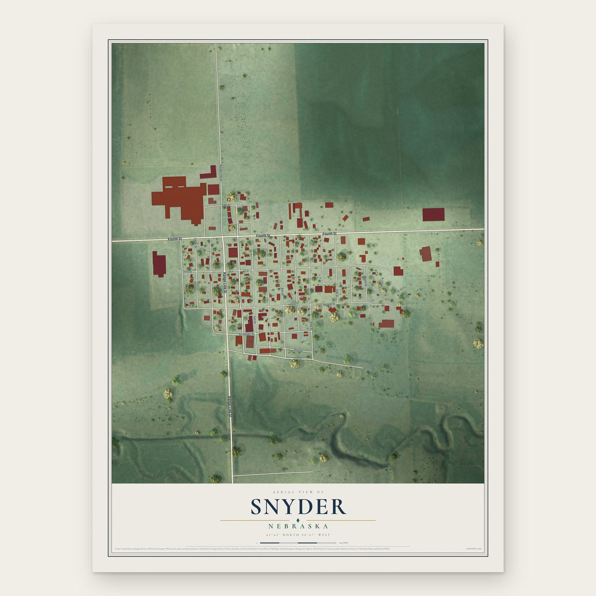 Snyder, Nebraska map print, the full design