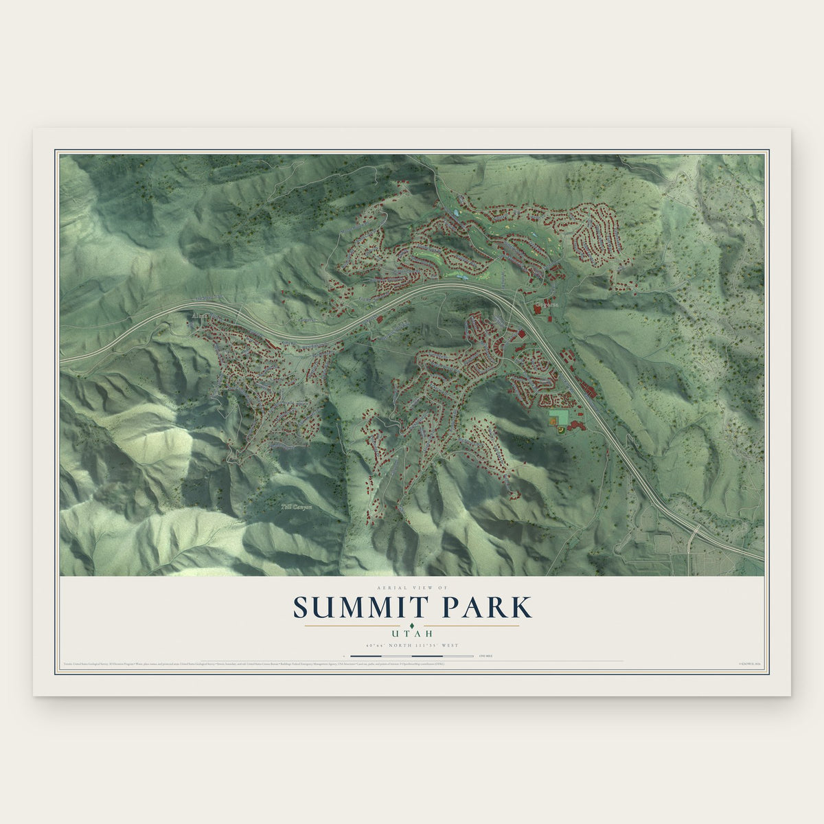 Summit Park, Utah map print, the full design