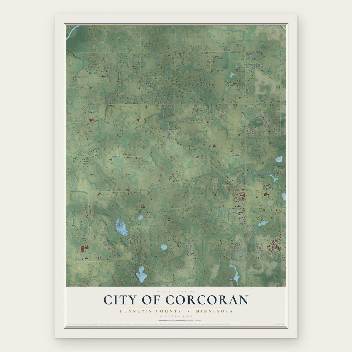 Corcoran, Minnesota map print, the full design