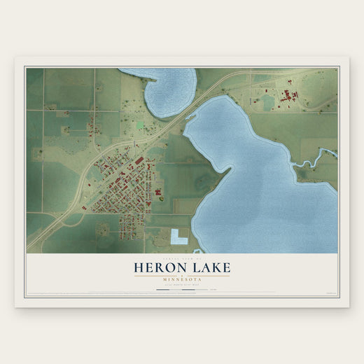 Heron Lake, Minnesota map print, the full design
