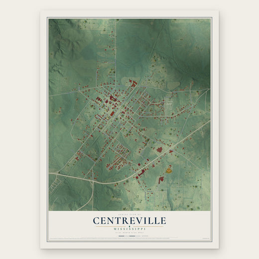 Centreville, Mississippi map print, the full design