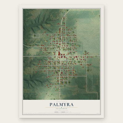 Palmyra, Illinois map print, the full design