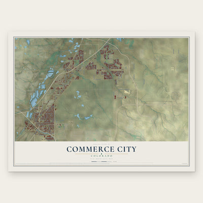Commerce City, Colorado map print, the full design