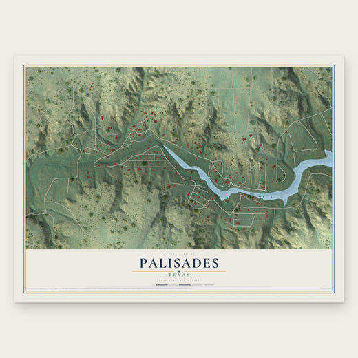 Palisades, Texas map print, the full design