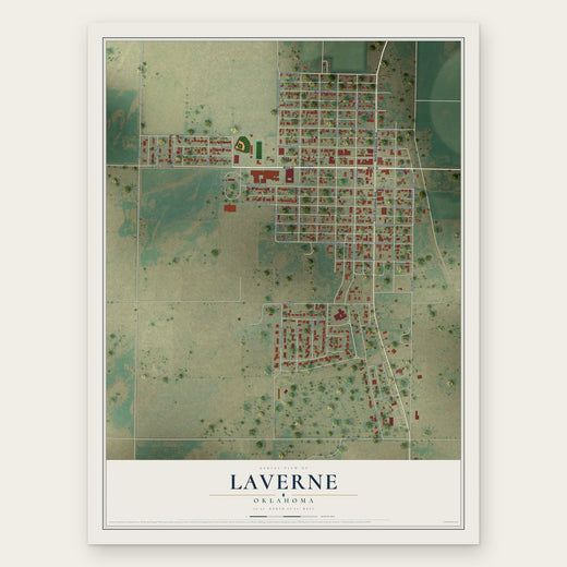 Laverne, Oklahoma map print, the full design