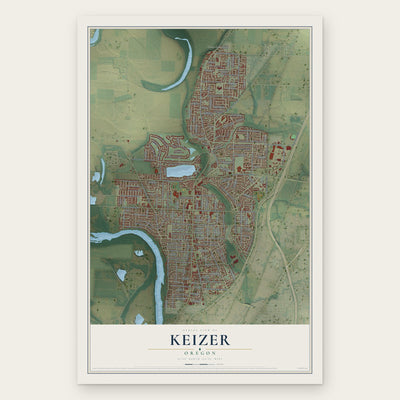 Keizer, Oregon map print, the full design