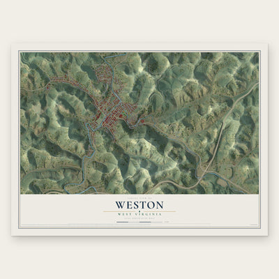 Weston, West Virginia map print, the full design