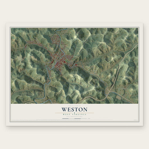 Weston, West Virginia map print, the full design