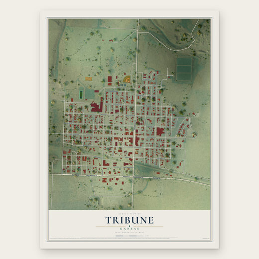 Tribune, Kansas map print, the full design