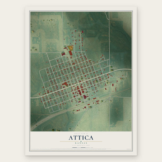 Attica, Kansas map print, the full design