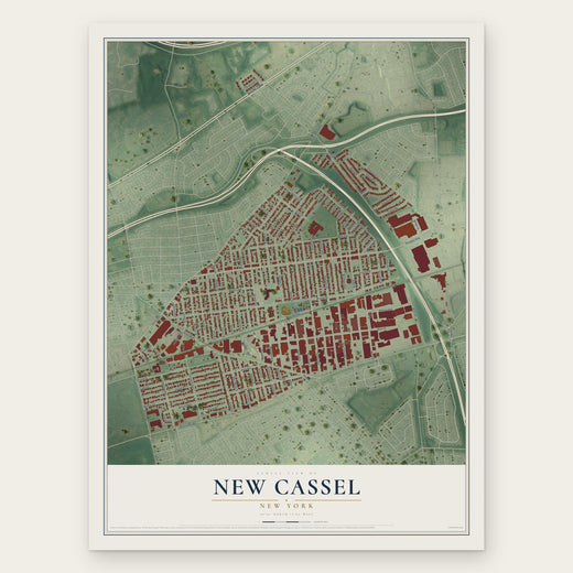 New Cassel, New York map print, the full design