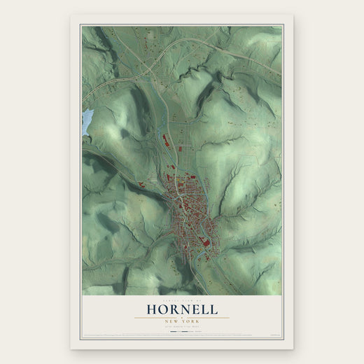 Hornell, New York map print, the full design
