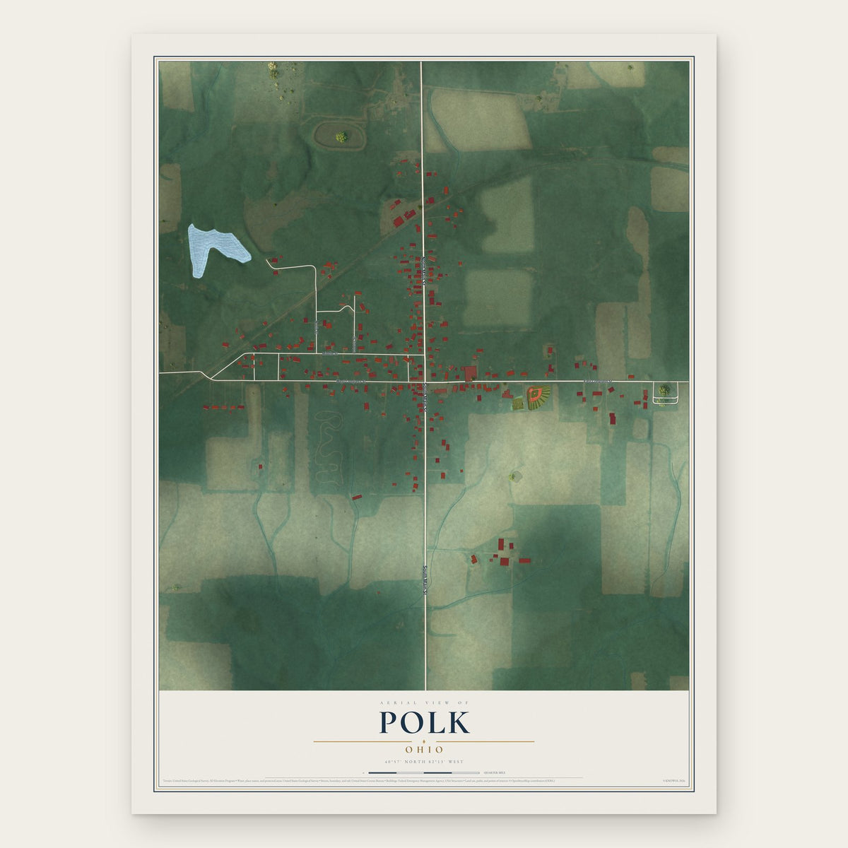 Polk, Ohio map print, the full design