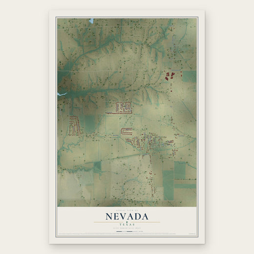 Nevada, Texas map print, the full design