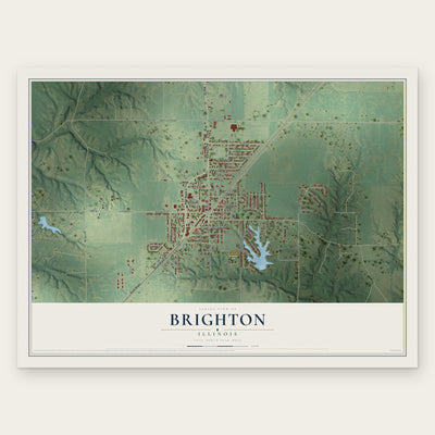 Brighton, Illinois map print, the full design