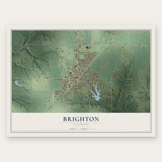 Brighton, Illinois map print, the full design