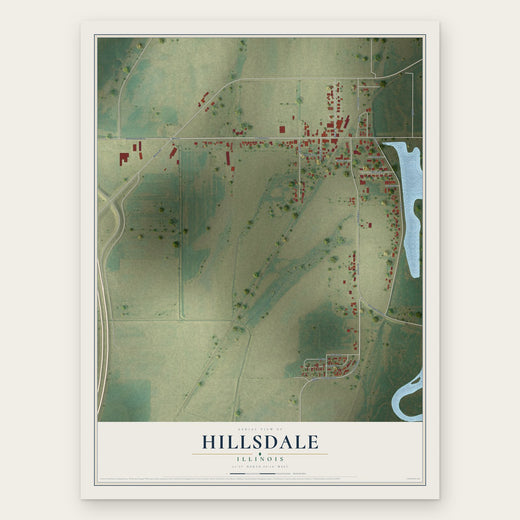Hillsdale, Illinois map print, the full design