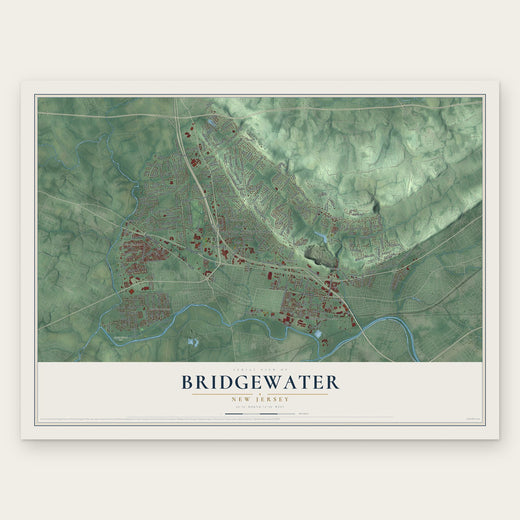 Bridgewater, New Jersey map print, the full design