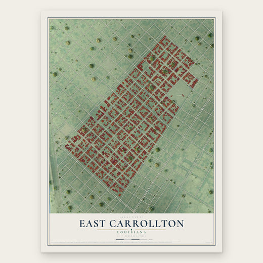 East Carrollton, Louisiana map print, the full design