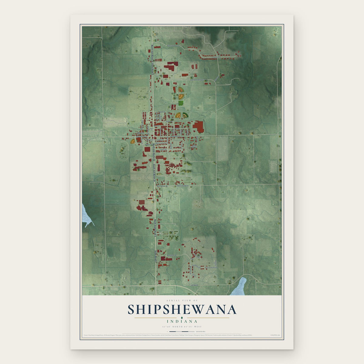 Shipshewana, Indiana map print, the full design
