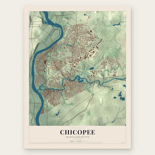 Chicopee, Massachusetts map print, the full design