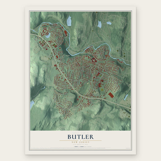 Butler, New Jersey map print, the full design