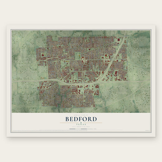 Bedford, Texas map print, the full design
