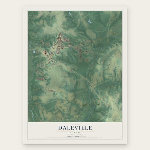 Daleville, Alabama map print, the full design