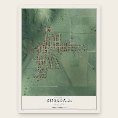 Rosedale, Indiana map print, the full design