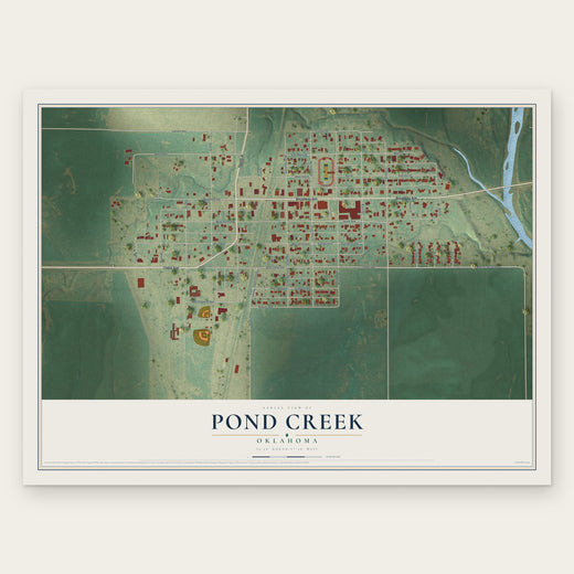 Pond Creek, Oklahoma map print, the full design
