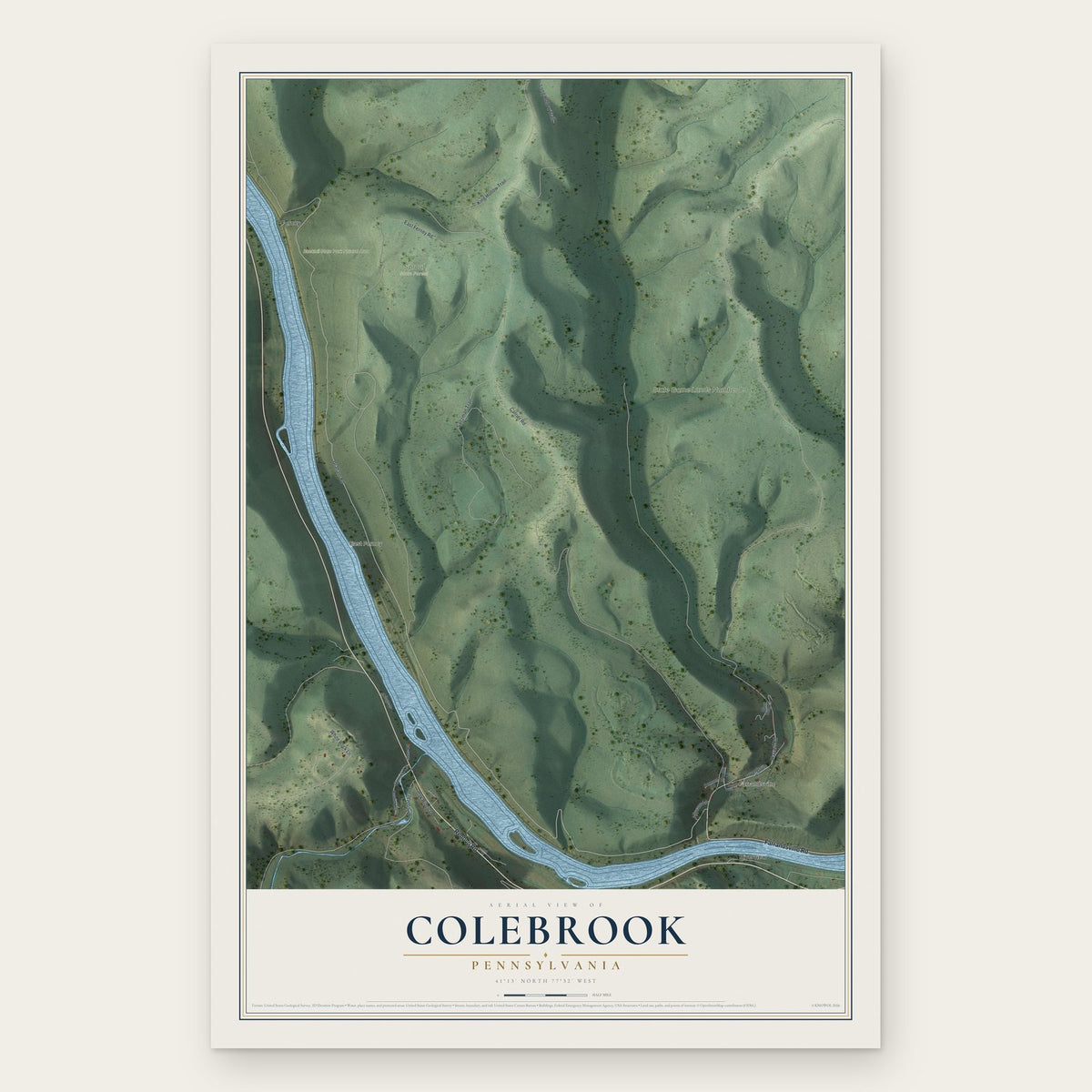 Colebrook, Pennsylvania map print, the full design